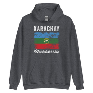 Karachay Cherkessia Flag Distressed Hoodie