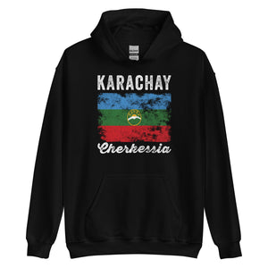 Karachay Cherkessia Flag Distressed Hoodie