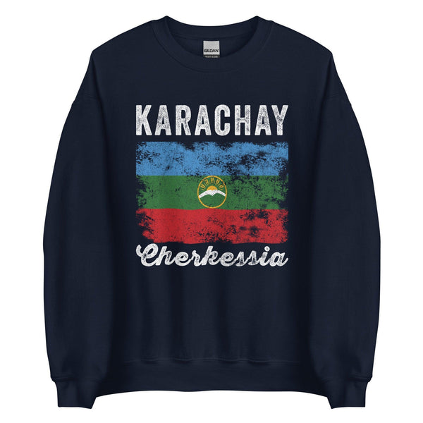 Karachay Cherkessia Flag Distressed Sweatshirt