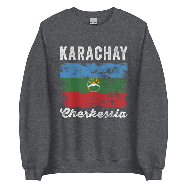 Karachay Cherkessia Flag Distressed Sweatshirt