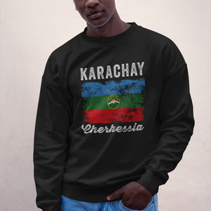 Karachay Cherkessia Flag Distressed Sweatshirt