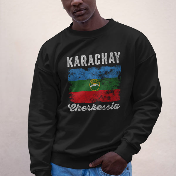 Karachay Cherkessia Flag Distressed Sweatshirt