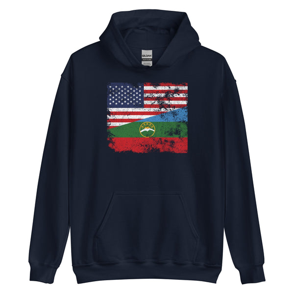 Karachay Cherkessia USA Flag Hoodie