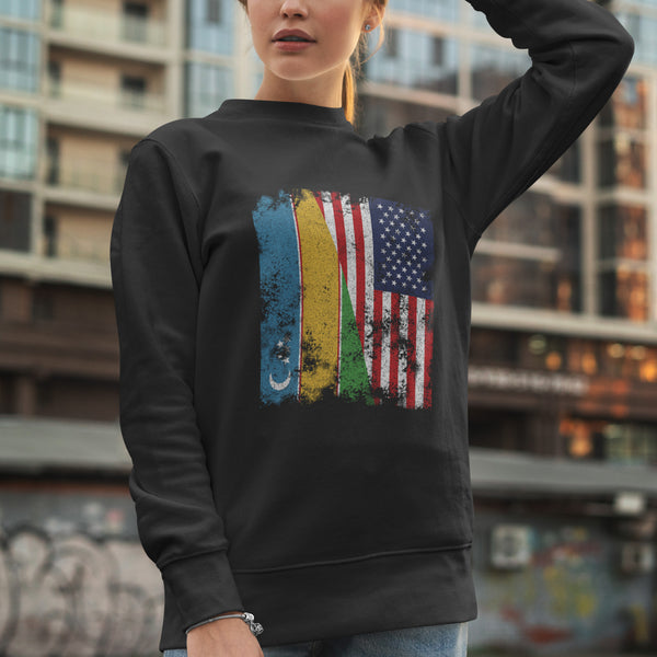 Karakalpakstan USA Flag - Half American Sweatshirt
