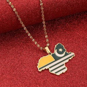 Kashmir Flag Map Necklace