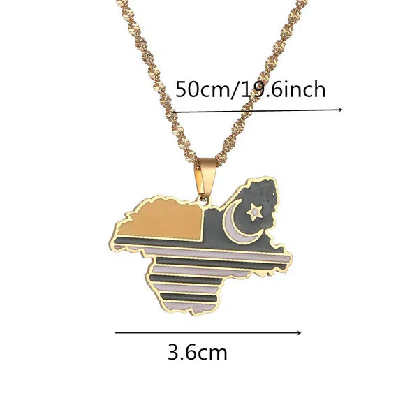 Kashmir Flag Map Necklace