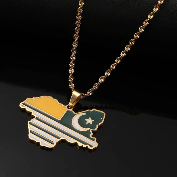 Kashmir Flag Map Necklace