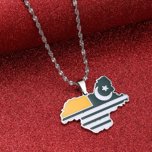 Kashmir Flag Map Necklace