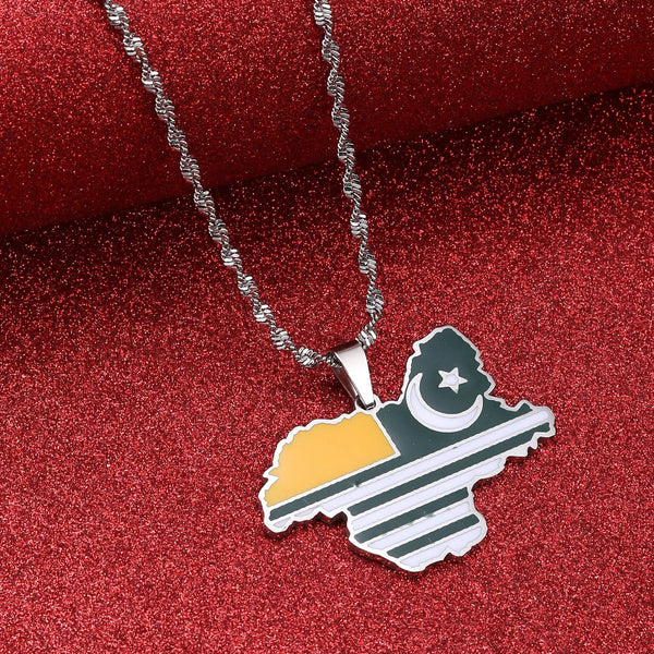 Kashmir Flag Map Necklace