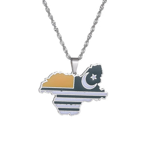 Kashmir Flag Map Necklace