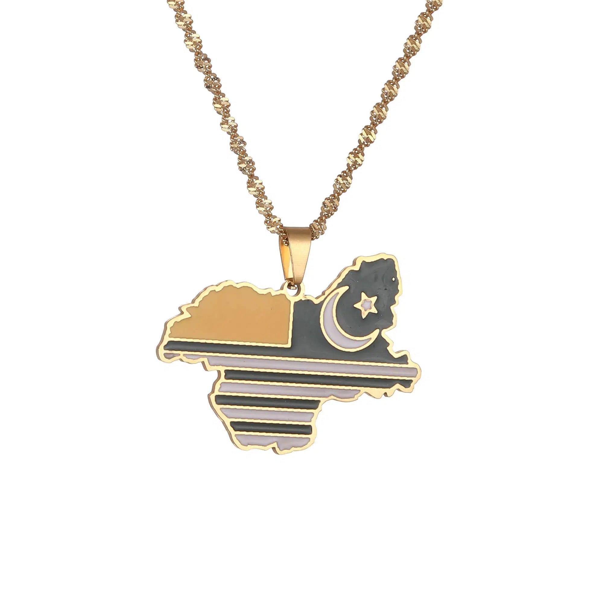 Kashmir Flag Map Necklace