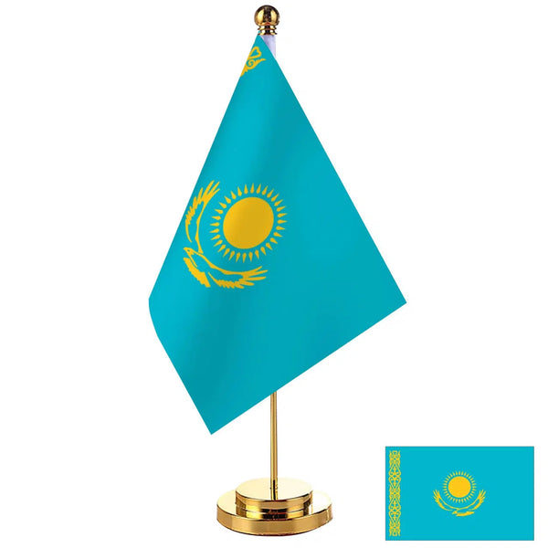 Kazakhstan Desk Flag - Small Office Table Flag