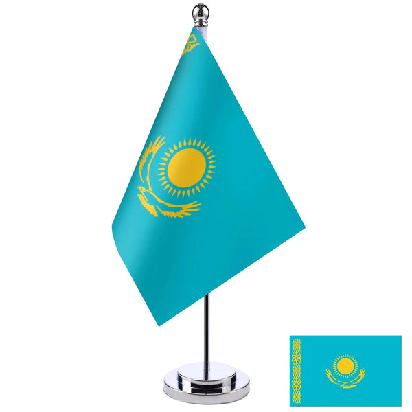 Kazakhstan Desk Flag - Small Office Table Flag