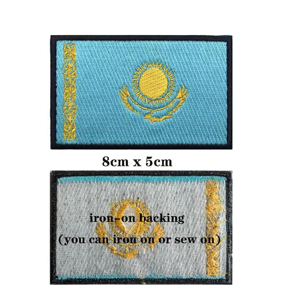 Kazakhstan Flag Patch - Iron On/Hook & Loop Patch