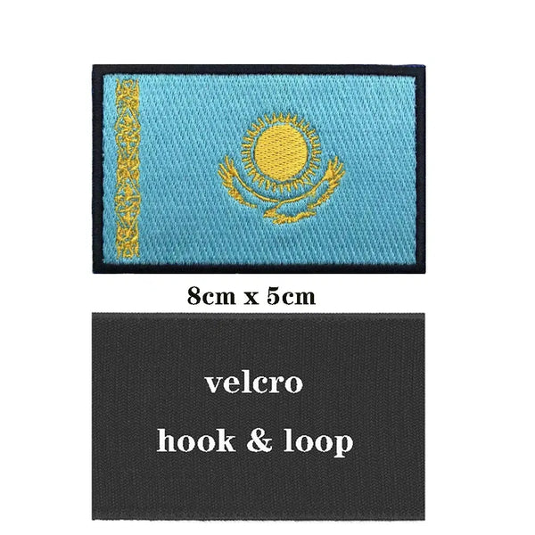 Kazakhstan Flag Patch - Iron On/Hook & Loop Patch