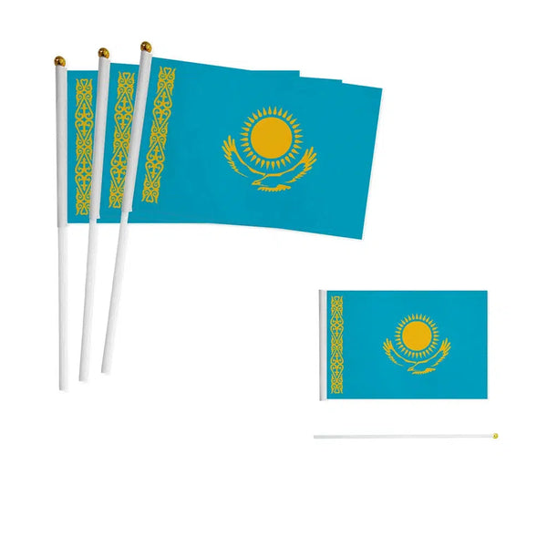 Kazakhstan Flag on Stick - Small Handheld Flag (50/100Pcs)