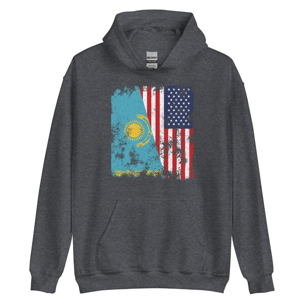 Kazakhstan USA Flag - Half American Hoodie