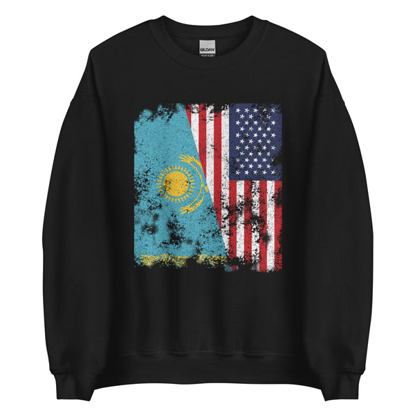 Kazakhstan USA Flag - Half American Sweatshirt