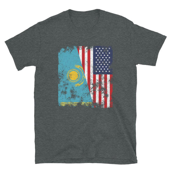 Kazakhstan USA Flag - Half American T-Shirt