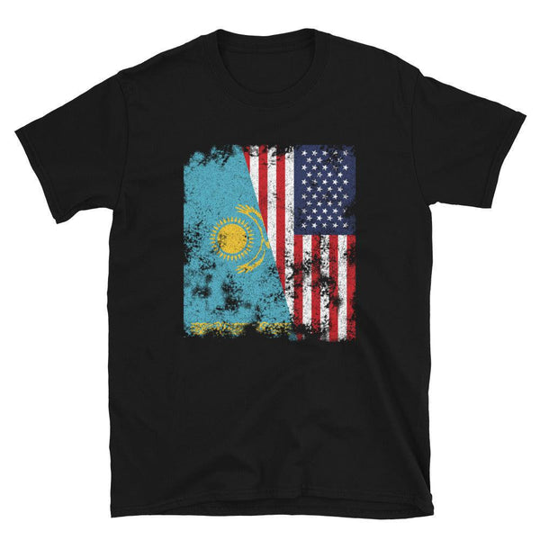 Kazakhstan USA Flag - Half American T-Shirt