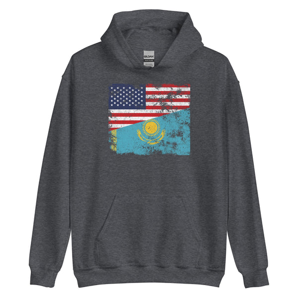 Kazakhstan USA Flag Hoodie