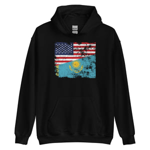 Kazakhstan USA Flag Hoodie