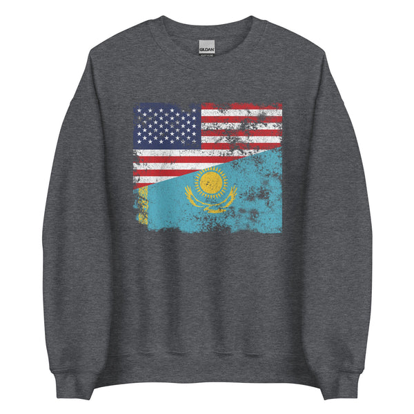 Kazakhstan USA Flag Sweatshirt