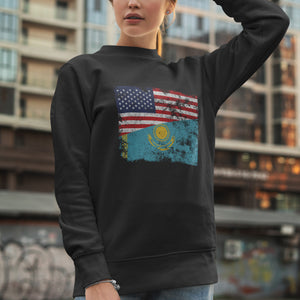 Kazakhstan USA Flag Sweatshirt