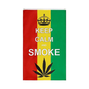 Keep Calm and Smoke Weed Rasta Flag - 90x150cm(3x5ft) - 60x90cm(2x3ft)
