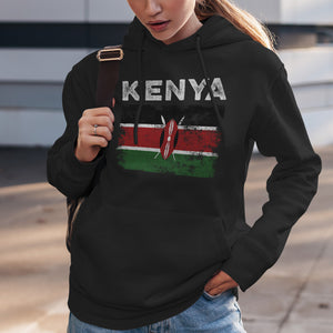 Kenya Flag Distressed - Kenyan Flag Hoodie