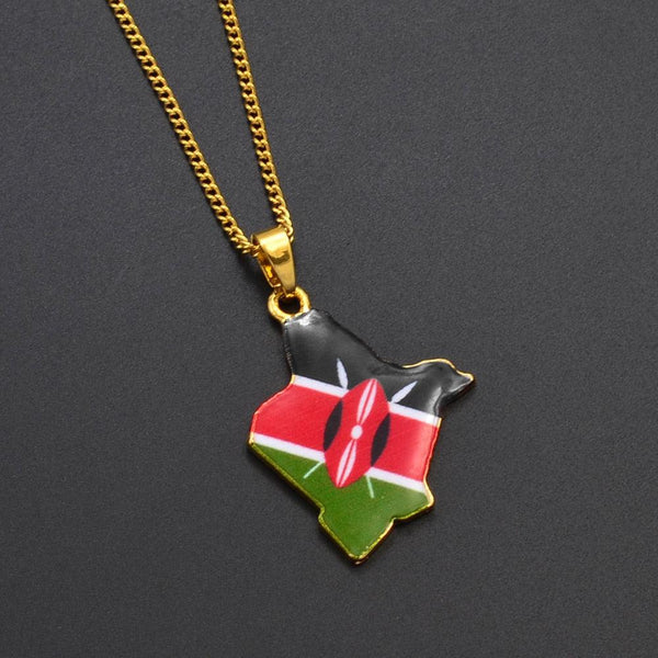 Kenya Flag Map Necklace