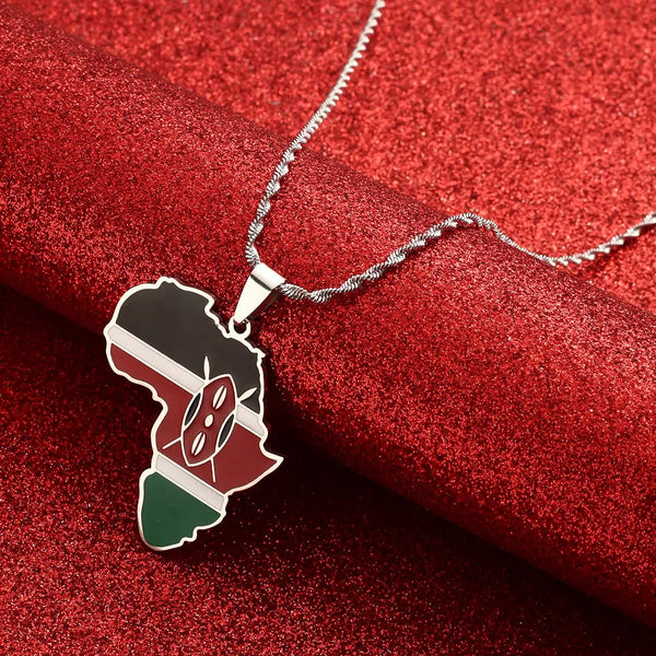 Kenya Flag Map Necklace