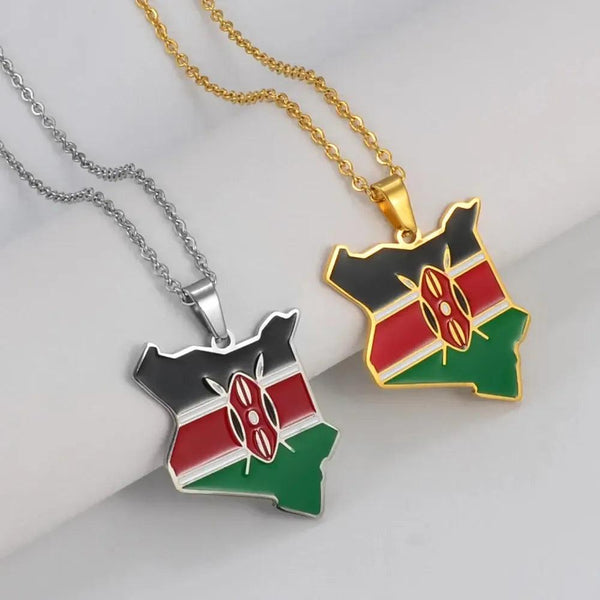 Kenya Flag Map Necklace