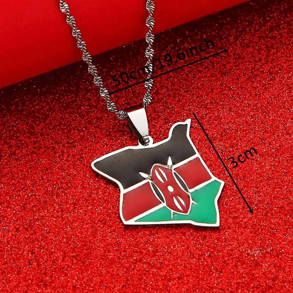 Kenya Flag Map Necklace