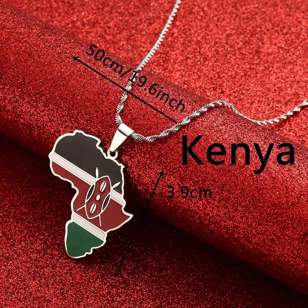 Kenya Flag Map Necklace