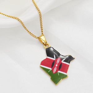 Kenya Flag Map Necklace