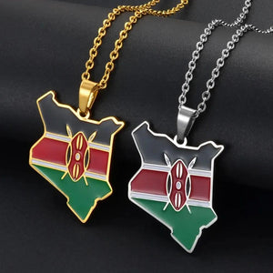 Kenya Flag Map Necklace
