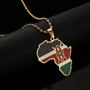 Kenya Flag Map Necklace