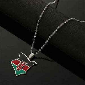 Kenya Flag Map Necklace