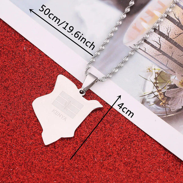 Kenya Flag Map Necklace