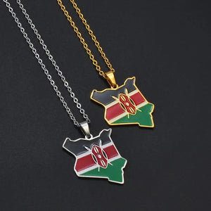 Kenya Flag Map Necklace