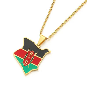 Kenya Flag Map Necklace