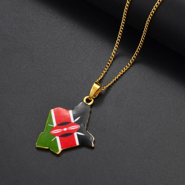 Kenya Flag Map Necklace