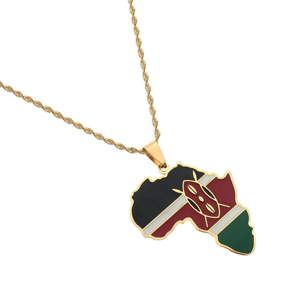 Kenya Flag Map Necklace