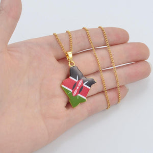 Kenya Flag Map Necklace