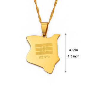 Kenya Flag Map Necklace