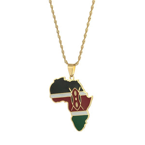 Kenya Flag Map Necklace