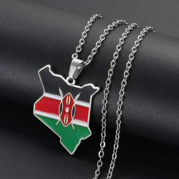 Kenya Flag Map Necklace