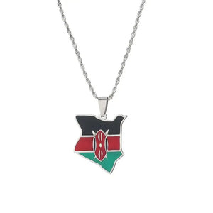 Kenya Flag Map Necklace