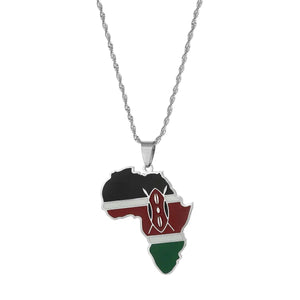 Kenya Flag Map Necklace